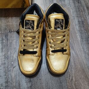 Boys Gold High-Top Sneakers Size 6 NWT